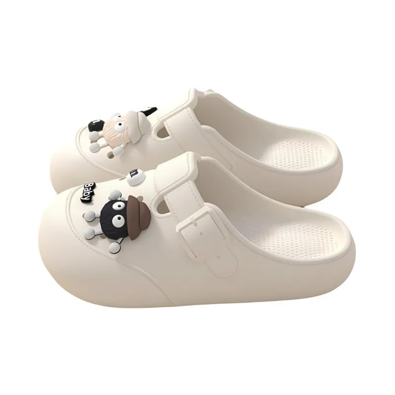 LUNNIFEIYA Women's Slip Resistant Platform Home Lazy Closed Toe Slippers Khaki, White, Black-5