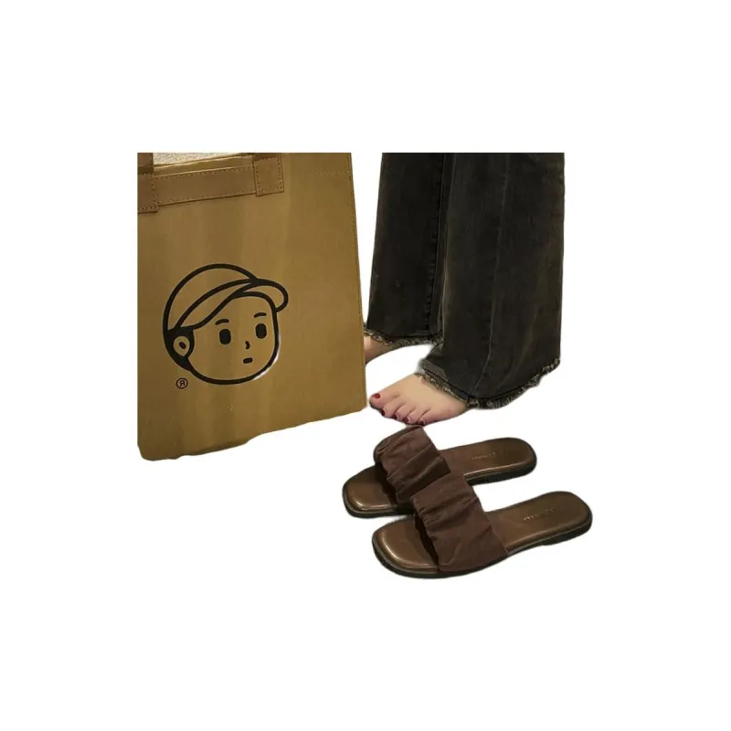 Qiao Anju Slippers Brown, Black Ecru-3