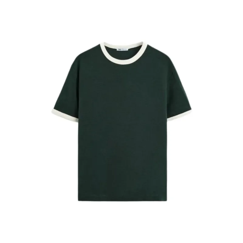 ZARA T Shirts Men Dark Green-0