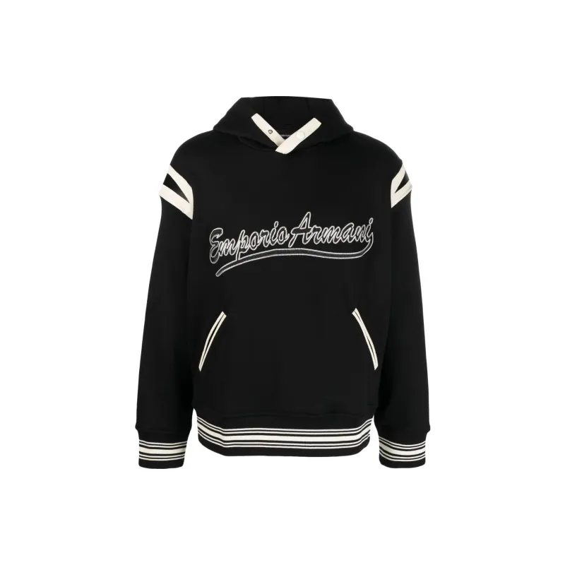 EMPORIO ARMANI Logo embroidered Jersey Hoodie-0