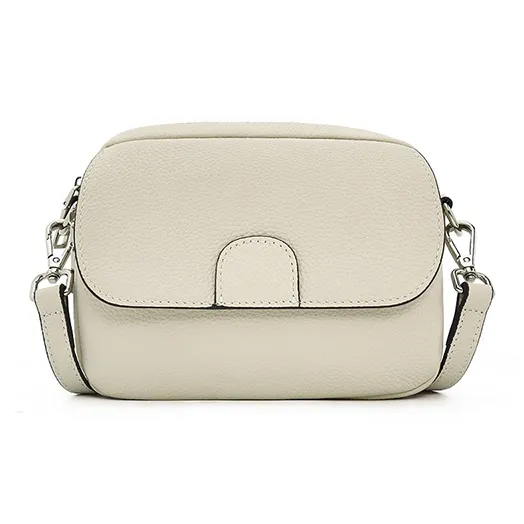 Old Man's Head Cow Leather Shoulder Bag Women's Black Ecru/Elephant Gray-9