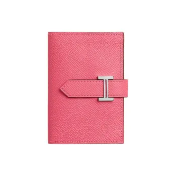 HERMES Bearn Epsom Calfskin Wallet Mini Women's 8W Rose Azalee New Lipstick Powder