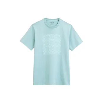 COACH Logo-Print Crew Neck Pullover Short-Sleeved T-Shirt Men's Fading Blue