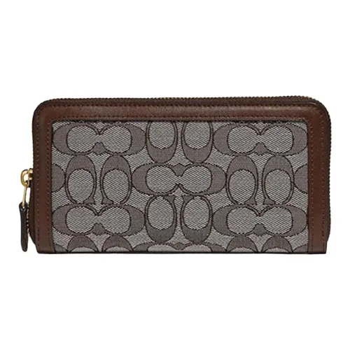 COACH Accordion Zip Cow Leather Trunk Bag Wallet Handbag Regular Women's Oak Maple
