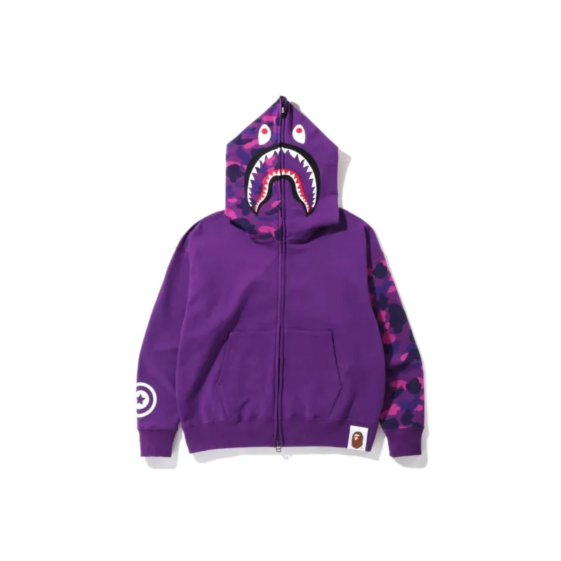 Bape Color Camo Giant Shark Loose Fit Full Zip Hoodie-7