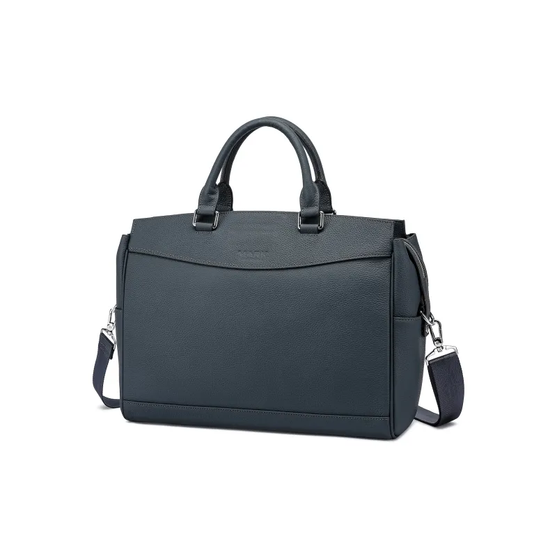 FAIRWHALE Cow Leather Portable Crossbody Briefcase Men's Black/Blue-7