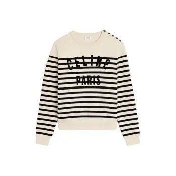 CELINE Crew Neck Marinière Sweater In Cotton