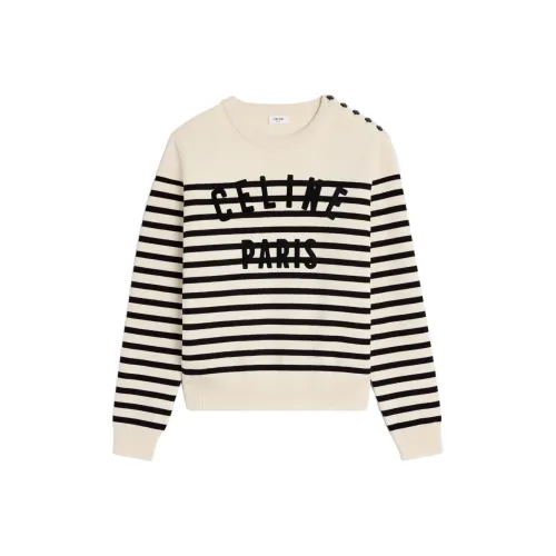 CELINE Crew Neck Marinière Sweater In Cotton