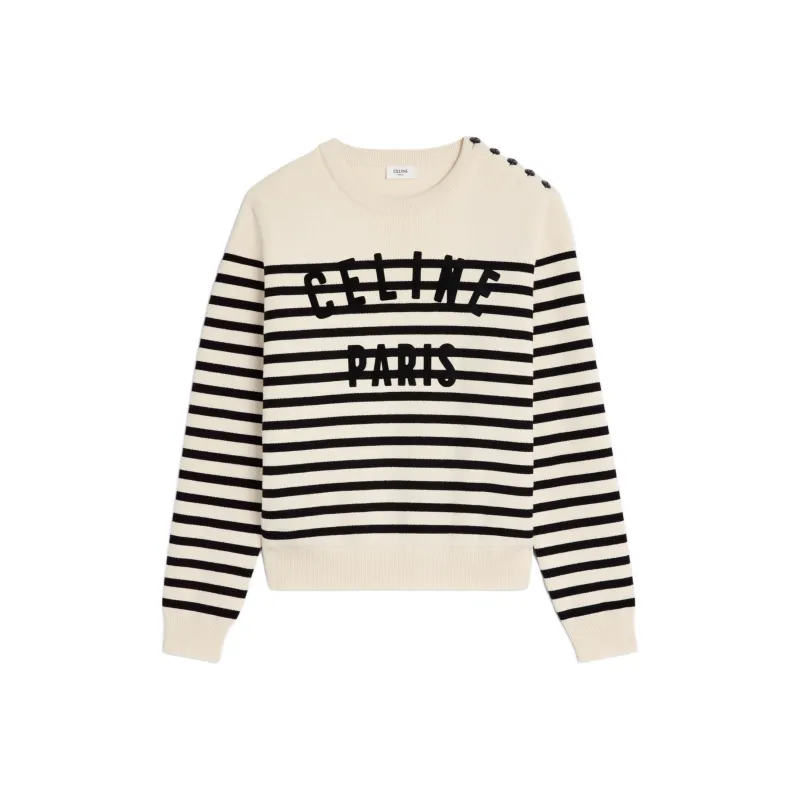 CELINE Crew Neck Mariniere Cotton Sweater-0