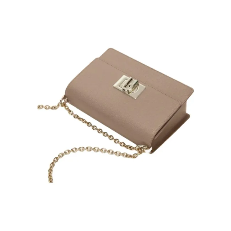 Furla 1927 Collection Leather Shoulder Bag Mini Women's Mud Gray-2