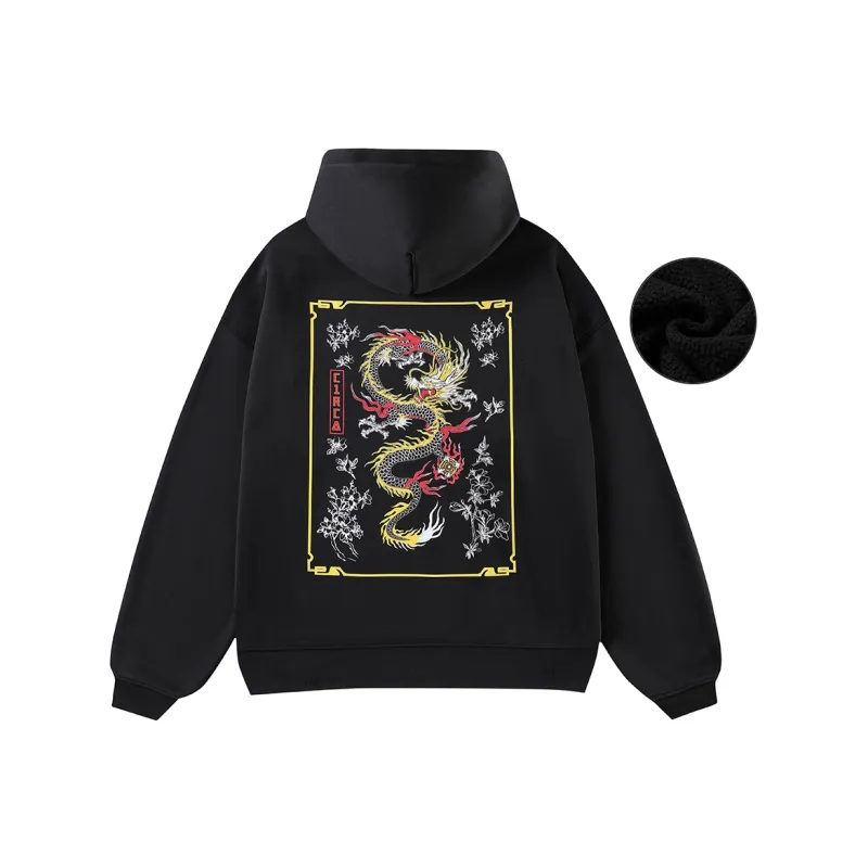 C1RCA Vintage Dragon Totem Dragon Pattern Logo Letter Classic Print Sweatshirt Unisex-2
