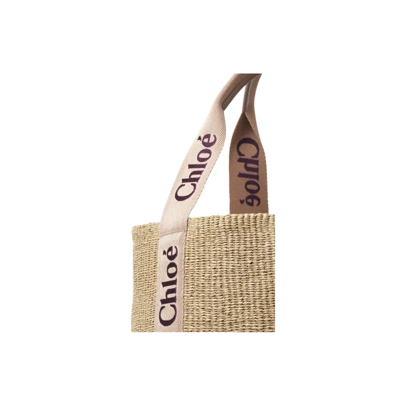 Chloe Woody Paper Handbag Tubas Women's Tan Rose-4