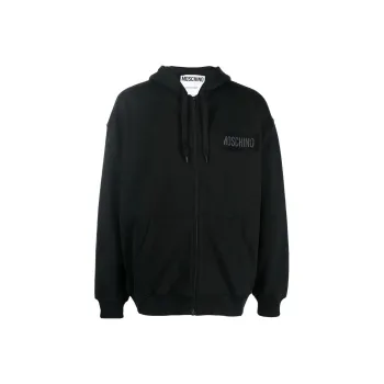 MOSCHINO Logo Printed Zipped Drawstring Hoodie