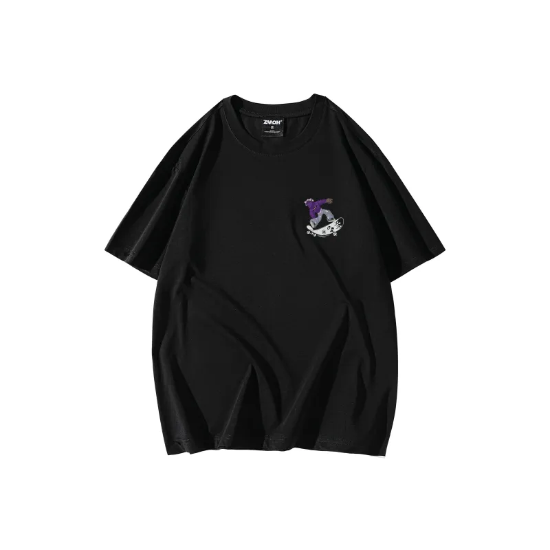 ZMOH Skateboard T Shirt Unisex Navy Blue-6