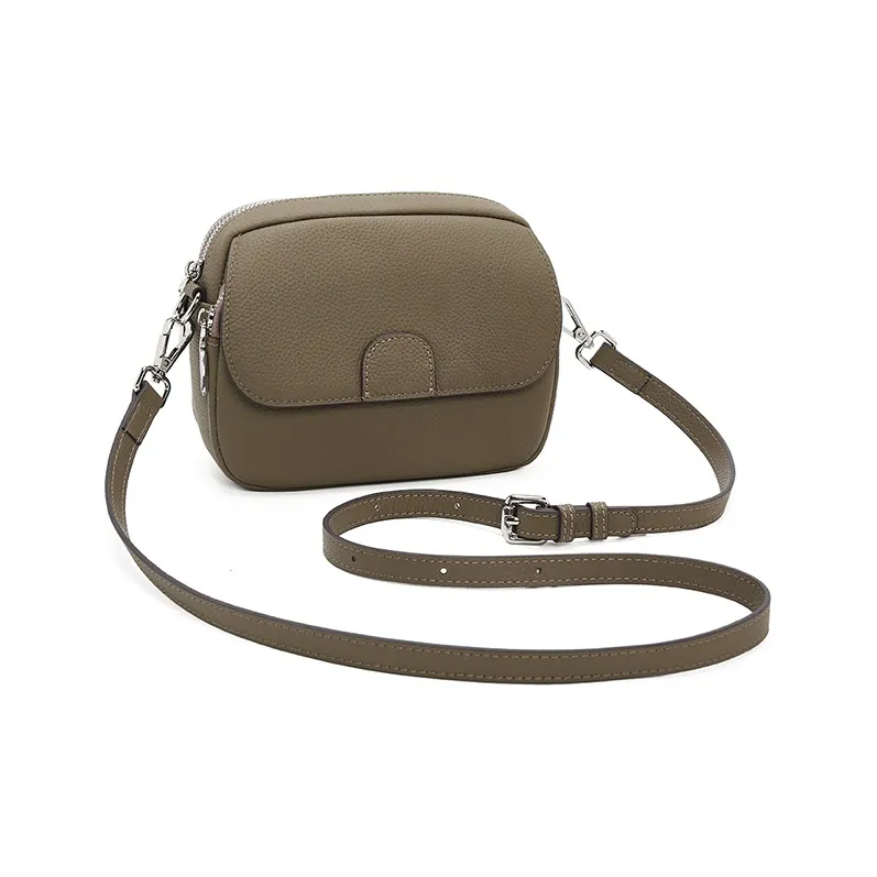 Old Man's Head Cow Leather Shoulder Bag Women's Black Ecru/Elephant Gray-2