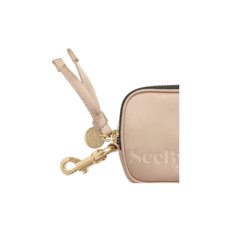 See By Chloe Satin Wallet Small Size Women's Crispy Cookie Beige-3