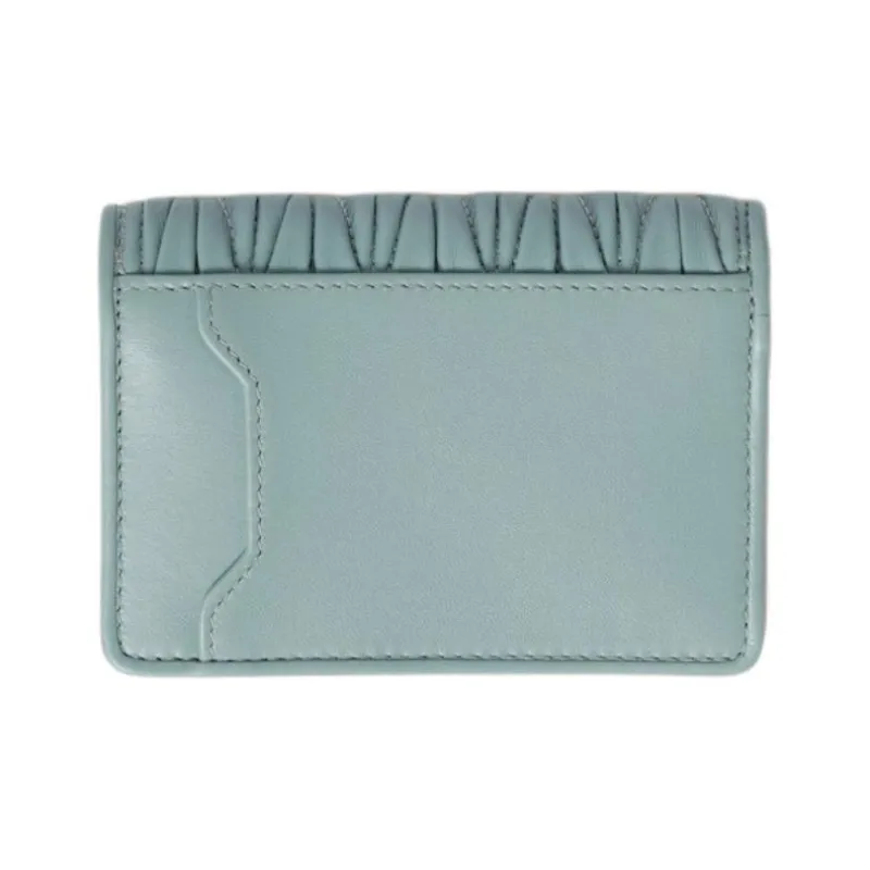 MIU MIU Matelassé Lambskin Card Holder Regular Women's Light Blue-1