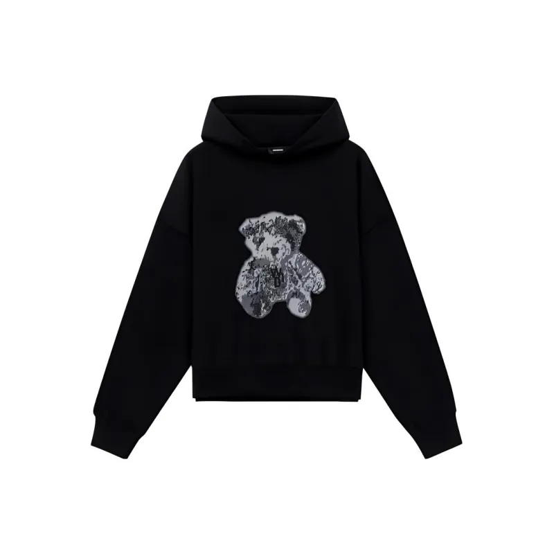 WE11DONE Teddy Bear print Cotton Hoodie-0