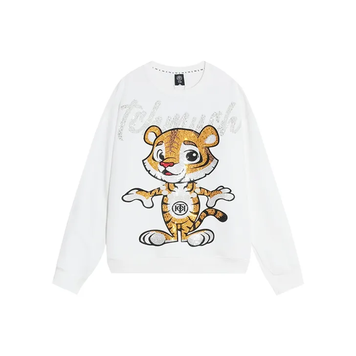 TCH Sweatshirts Unisex White With Gold Logo-0