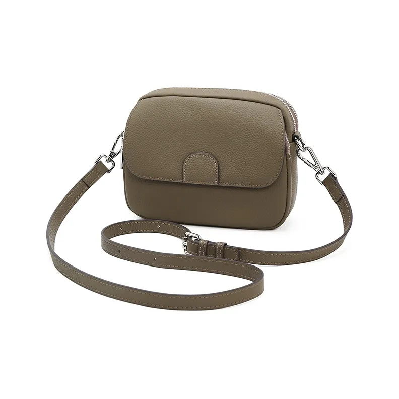 Old Man's Head Cow Leather Shoulder Bag Women's Black Ecru/Elephant Gray-3