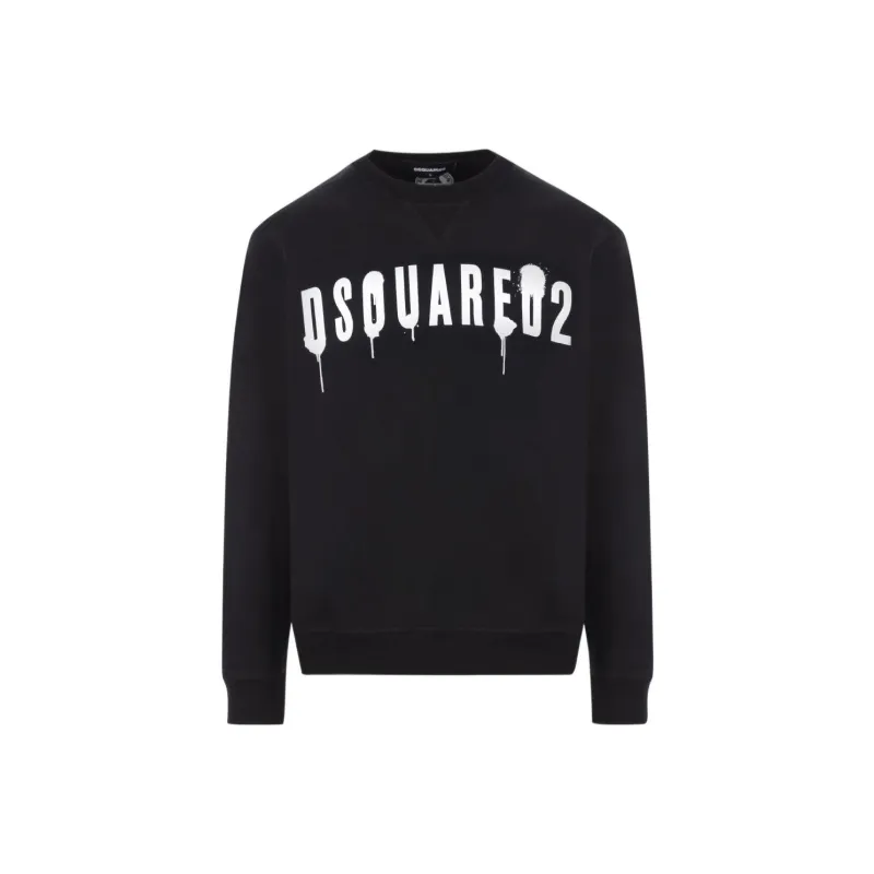 DSQUARED 2 Logo-print Cotton Crew Neck Sweatshirt-0