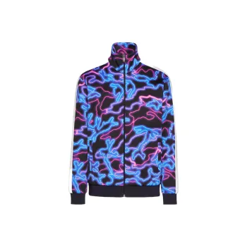Valentino All Over Neon Camou Print Zip Sweatshirt