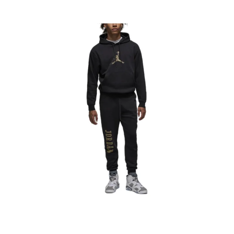 Jordan Fleece Pullover Hoodie Sweatshirt Unisex Black-0