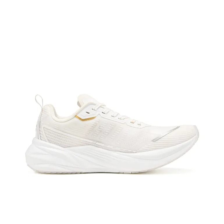Sonic Cat Cushioned Slip Resistant Abrasion Resistant Low Top Carbon Plate Training Running Shoes Unisex White Gold-1