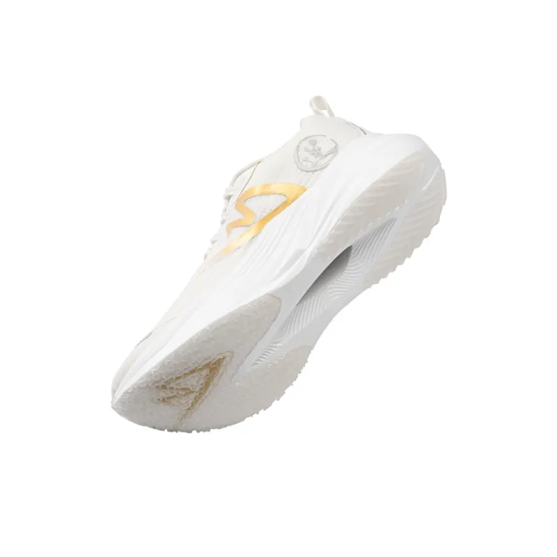 Sonic Cat Cushioned Slip Resistant Abrasion Resistant Low Top Carbon Plate Training Running Shoes Unisex White Gold-5