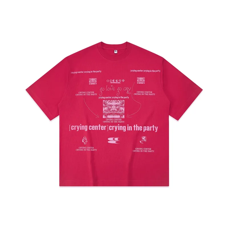 Crying Center T Shirt Unisex Rose Red-0