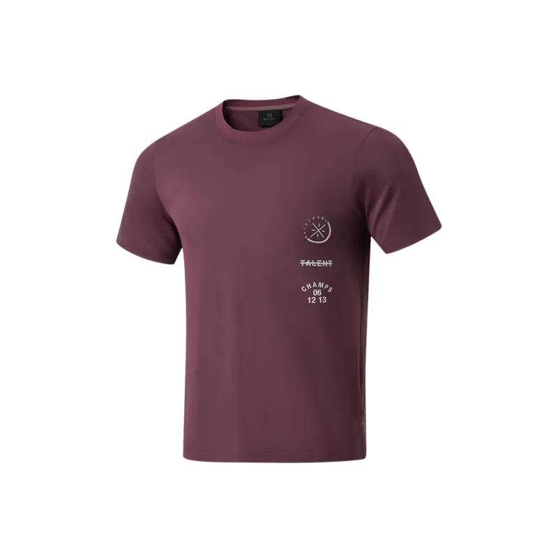 LiNing T Shirt Men's Dark Red Purple-0