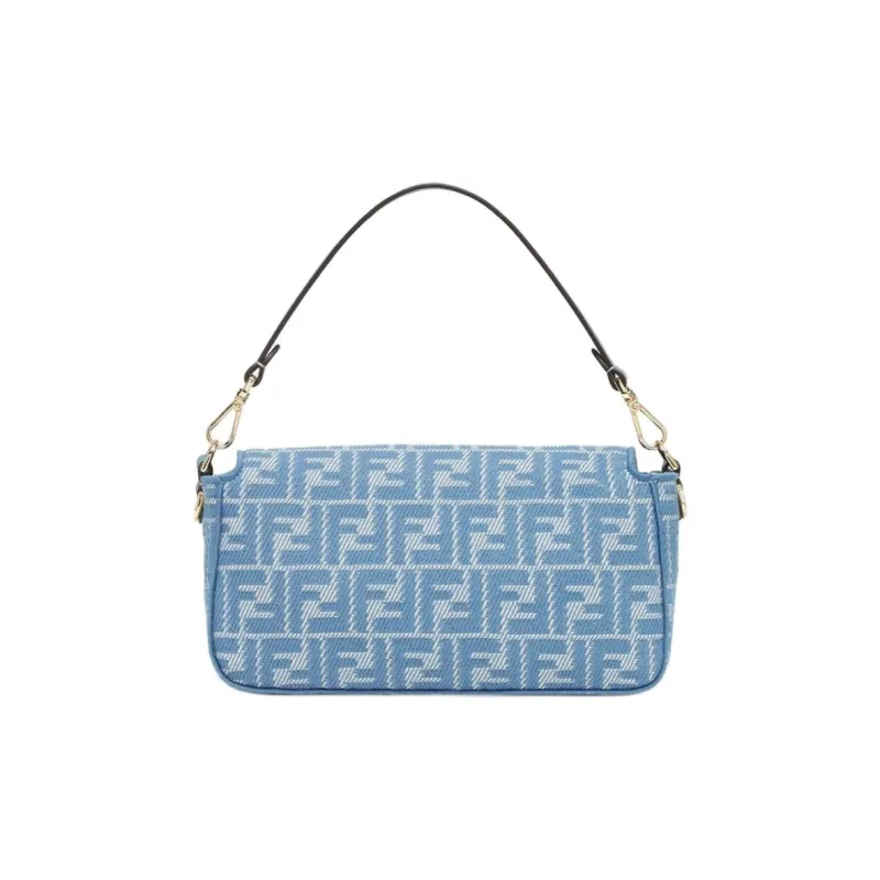 FENDI Baguette Fabric Shoulder Bag, Crossbody Bag, Handbag Medium Size Women's Blue-2
