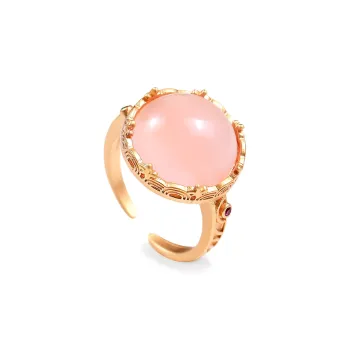 Artisan Lock Heart Jade Chalcedony Rings Unisex
