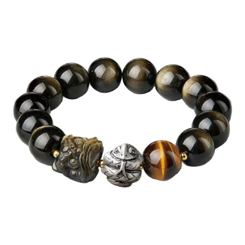 Moonstone Edge Obsidian Bracelets Unisex-5