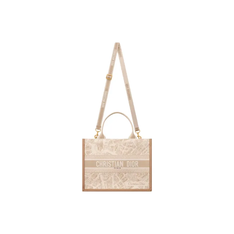 DIOR BookTote Cotton Tote Bag, Shopping Bag, Shoulder Bag, Handbag Medium Size Women's Beige-1