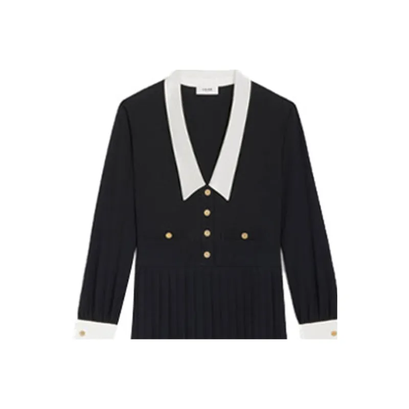 CELINE Long Sleeved Dresses Women's Black-3