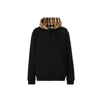 Burberry Check Hood Cotton Hoodie