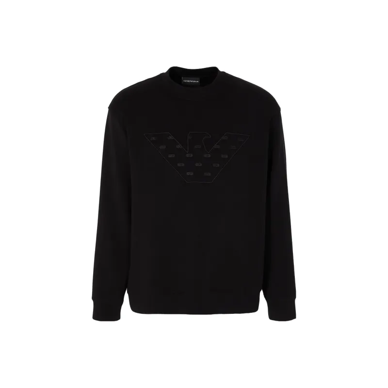 EMPORIO ARMANI Logo-embroidered Cotton Sweatshirt-0