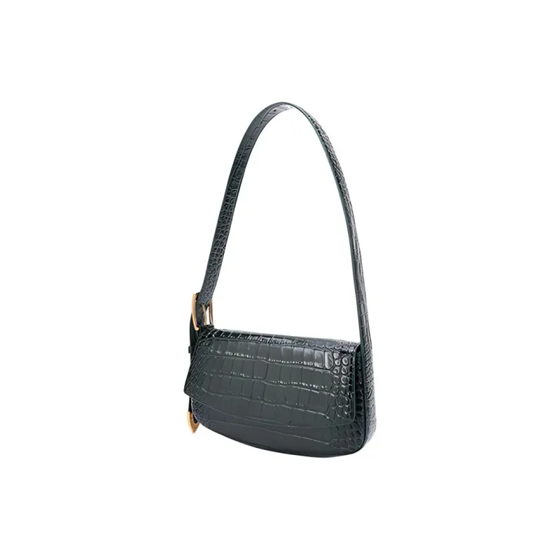 Balenciaga Cow Leather Handbag Shoulder Bag Women's Dark Green-1