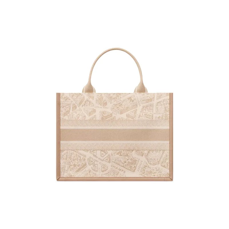 DIOR BookTote Cotton Tote Bag, Shopping Bag, Shoulder Bag, Handbag Medium Size Women's Beige-3