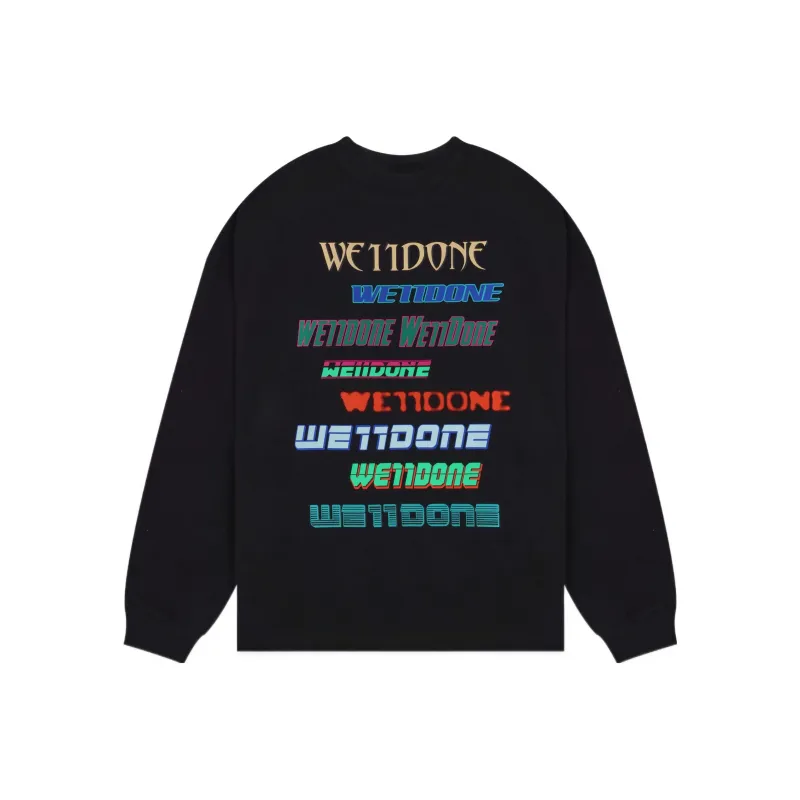 WE11DONE Logo Contrast Letter Crew Neck Sweatshirt-0