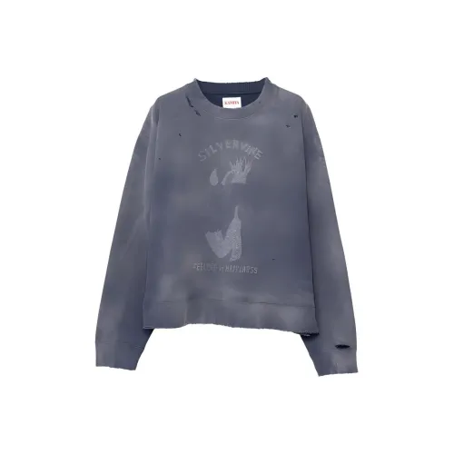 Mihara Yasuhiro Destroyed Printed Sweatshirt Sweatshirt Men's Marine Blue