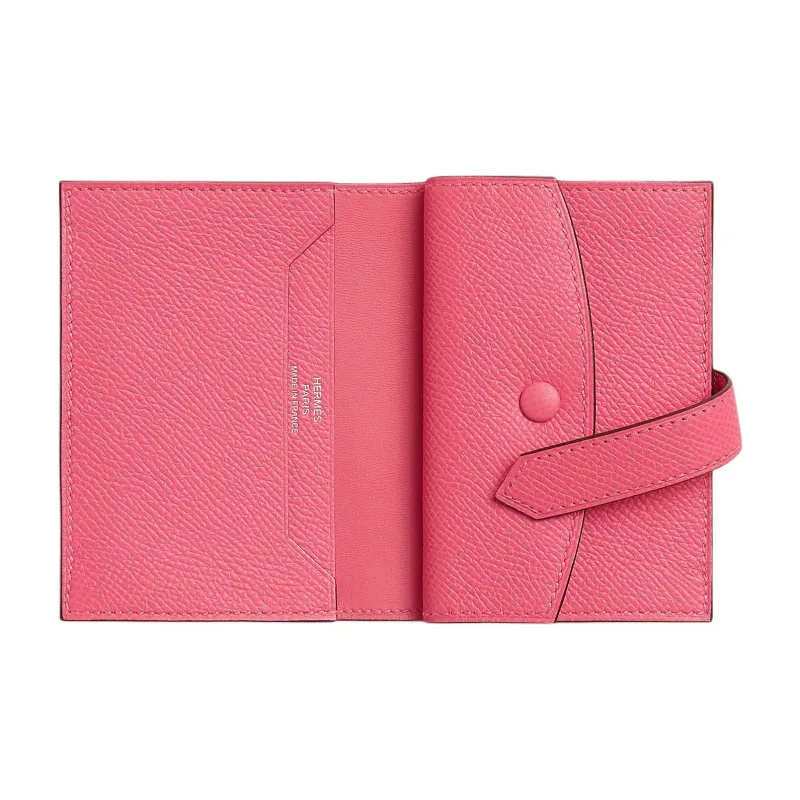 HERMES Bearn Epsom Calfskin Wallet Mini Women's 8W Rose Azalee New Lipstick Powder-1
