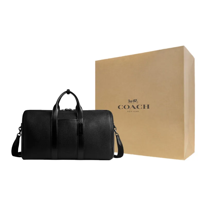 COACH Gotham Eggstone Grain Leather Portable One Shoulder Travel Bag Large Size Men's Black-6