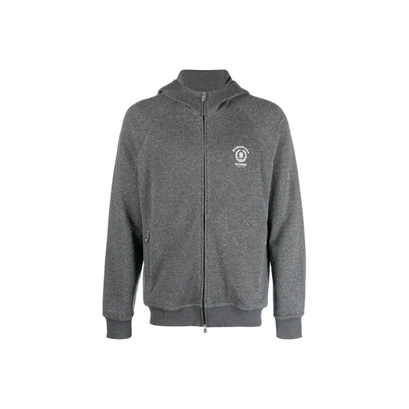 Brunello Cucinelli Logo print Zip up Hoodie-0