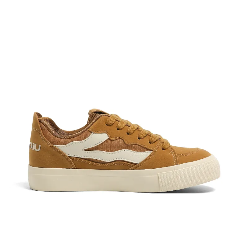 HUANQIU Coverage Anti Slip Wear Resistant Lightweight Breathable Low Top Skateboard Shoes Men's Wheat-1