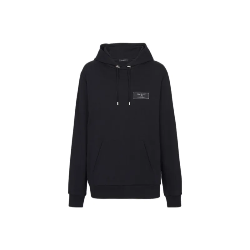 BALMAIN Logo Patch Drawstring Hoodie-0