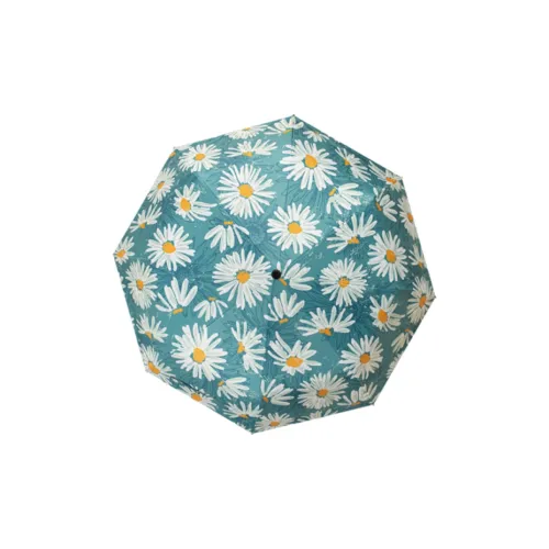 Baudini Oil Painting Daisy Vinyl Sun Protection UV Protection Sun Umbrella, Foldable Dual Purpose Umbrella