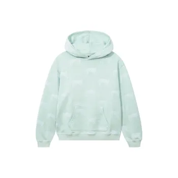 Revenge SEAFOAM ALLOVER EMBROIDERED LOGO HOODIE Sweatshirt Unisex Light Green