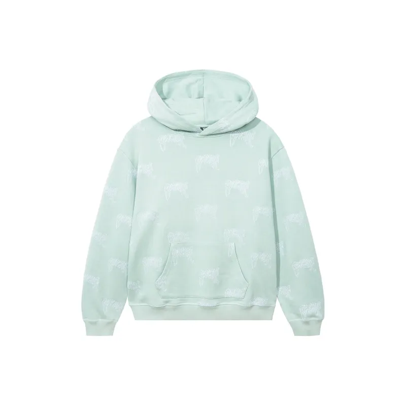 Revenge SEAFOAM ALLOVER EMBROIDERED LOGO HOODIE Sweatshirt Unisex Light Green-0